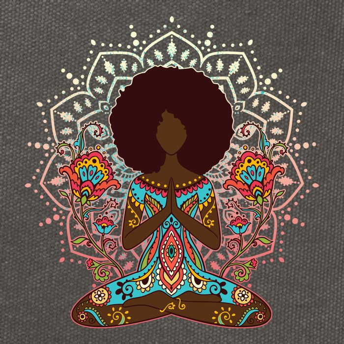 Meditation Yoga Afro Woman Cotton Canvas Backpack
