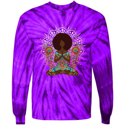 Meditation Yoga Afro Woman Tie-Dye Long Sleeve Shirt