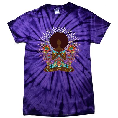 Meditation Yoga Afro Woman Tie-Dye T-Shirt