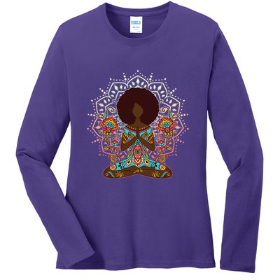 Meditation Yoga Afro Woman Ladies Long Sleeve Shirt