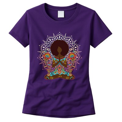 Meditation Yoga Afro Woman Womens T-Shirt