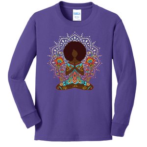 Meditation Yoga Afro Woman Kids Long Sleeve Shirt