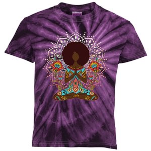 Meditation Yoga Afro Woman Kids Tie-Dye T-Shirt