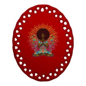 Meditation Yoga Afro Woman Ceramic Oval Ornament