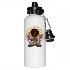 Meditation Yoga Afro Woman Aluminum Water Bottle