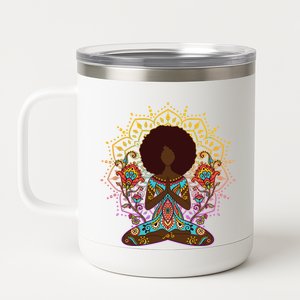 Meditation Yoga Afro Woman 12 oz Stainless Steel Tumbler Cup