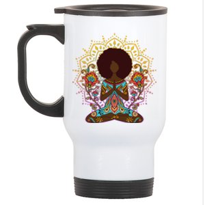 Meditation Yoga Afro Woman Stainless Steel Travel Mug