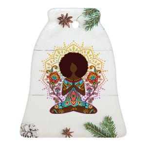 Meditation Yoga Afro Woman Ceramic Bell Ornament