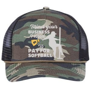 Mind Your Business I Need Money To Pay For Softball Retro Rope Trucker Hat Cap