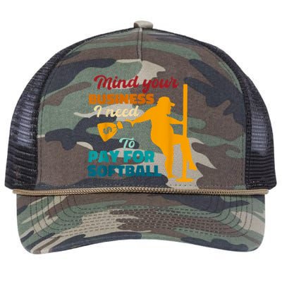 Mind Your Business I Need To Pay For Softball Retro Rope Trucker Hat Cap