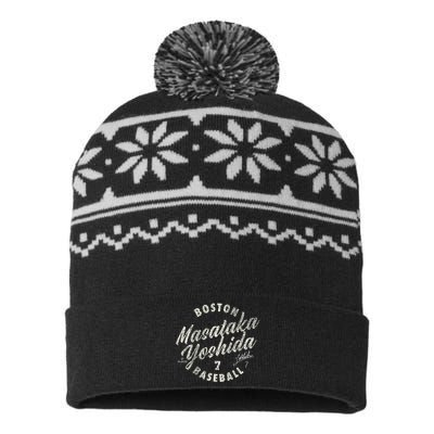 Masataka Yoshida Boston Baseball Vintage Cursive USA-Made Snowflake Beanie