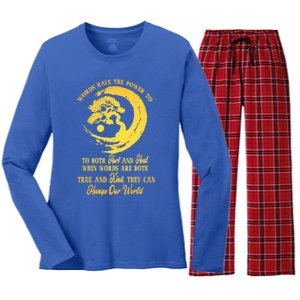 Meditation Yoga Bonsai Zen Enso Circle Goa Karma Om Cool Gift Women's Long Sleeve Flannel Pajama Set 