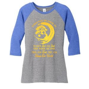 Meditation Yoga Bonsai Zen Enso Circle Goa Karma Om Cool Gift Women's Tri-Blend 3/4-Sleeve Raglan Shirt