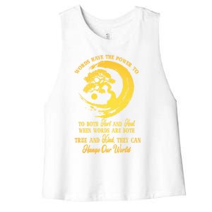 Meditation Yoga Bonsai Zen Enso Circle Goa Karma Om Cool Gift Women's Racerback Cropped Tank