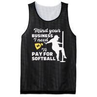 Mind Your Business I Need Money To Pay For Softball Funny Mesh Reversible Basketball Jersey Tank