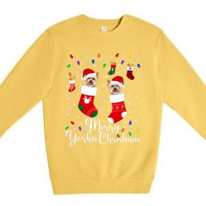 Merry Yorkie Christmas Yorkshire Terrier Xmas Party Long Sleeve Premium Crewneck Sweatshirt