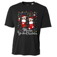 Merry Yorkie Christmas Yorkshire Terrier Xmas Party Long Sleeve Cooling Performance Crew T-Shirt