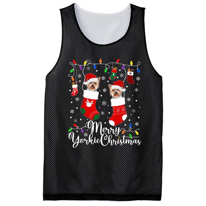 Merry Yorkie Christmas Yorkshire Terrier Xmas Party Long Sleeve Mesh Reversible Basketball Jersey Tank