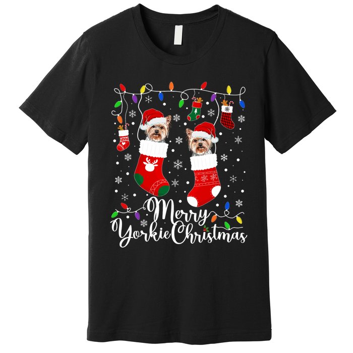 Merry Yorkie Christmas Yorkshire Terrier Xmas Party Long Sleeve Premium T-Shirt