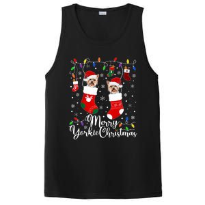 Merry Yorkie Christmas Yorkshire Terrier Xmas Party Long Sleeve PosiCharge Competitor Tank