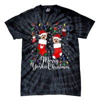 Merry Yorkie Christmas Yorkshire Terrier Xmas Party Long Sleeve Tie-Dye T-Shirt