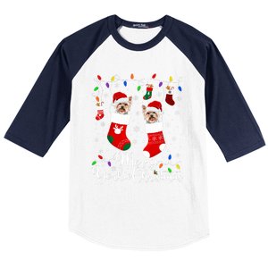 Merry Yorkie Christmas Yorkshire Terrier Xmas Party Long Sleeve Baseball Sleeve Shirt