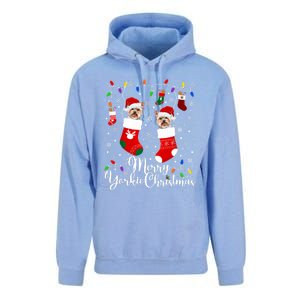 Merry Yorkie Christmas Yorkshire Terrier Xmas Party Long Sleeve Unisex Surf Hoodie