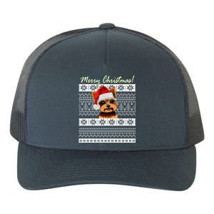 Merry Yorkie Christmas Ugly Sweater Yorkshire Terrier Xmas Funny Gift Yupoong Adult 5-Panel Trucker Hat