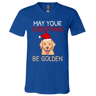 May Your Christmas Be Golden Retriever Gift V-Neck T-Shirt