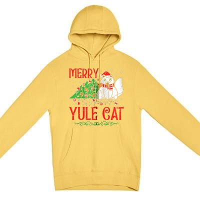 Merry Yule Cat Icelandic Christmas JóLaköTturinn Iceland Zip Hoodie Premium Pullover Hoodie