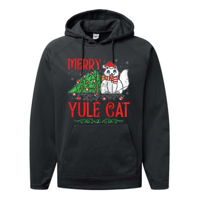 Merry Yule Cat Icelandic Christmas JóLaköTturinn Iceland Zip Hoodie Performance Fleece Hoodie