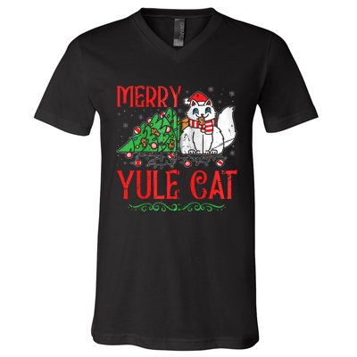 Merry Yule Cat Icelandic Christmas JóLaköTturinn Iceland Zip Hoodie V-Neck T-Shirt