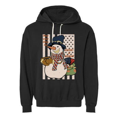 May Your Days Be Merry And Bright Happy Snowman Christmas Hoodie Garment-Dyed Fleece Hoodie
