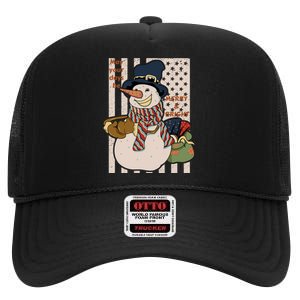 May Your Days Be Merry And Bright Happy Snowman Christmas Hoodie High Crown Mesh Back Trucker Hat