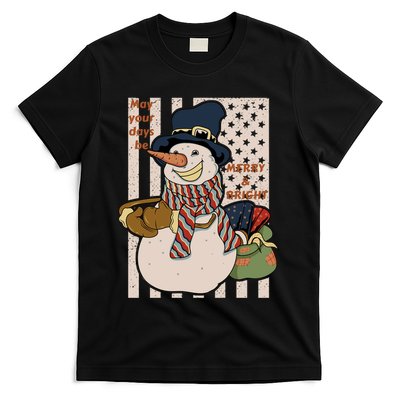 May Your Days Be Merry And Bright Happy Snowman Christmas Hoodie T-Shirt