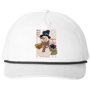 May Your Days Be Merry And Bright Happy Snowman Christmas Hoodie Snapback Five-Panel Rope Hat