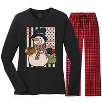 May Your Days Be Merry And Bright Happy Snowman Christmas Hoodie Women's Long Sleeve Flannel Pajama Set 