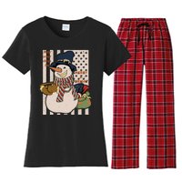 May Your Days Be Merry And Bright Happy Snowman Christmas Hoodie Women's Flannel Pajama Set