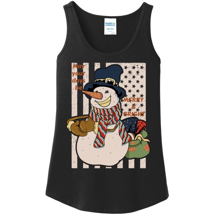 May Your Days Be Merry And Bright Happy Snowman Christmas Hoodie Ladies Essential Tank