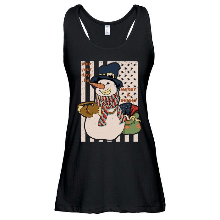 May Your Days Be Merry And Bright Happy Snowman Christmas Hoodie Ladies Essential Flowy Tank