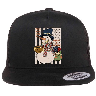 May Your Days Be Merry And Bright Happy Snowman Christmas Hoodie Flatbill Hat