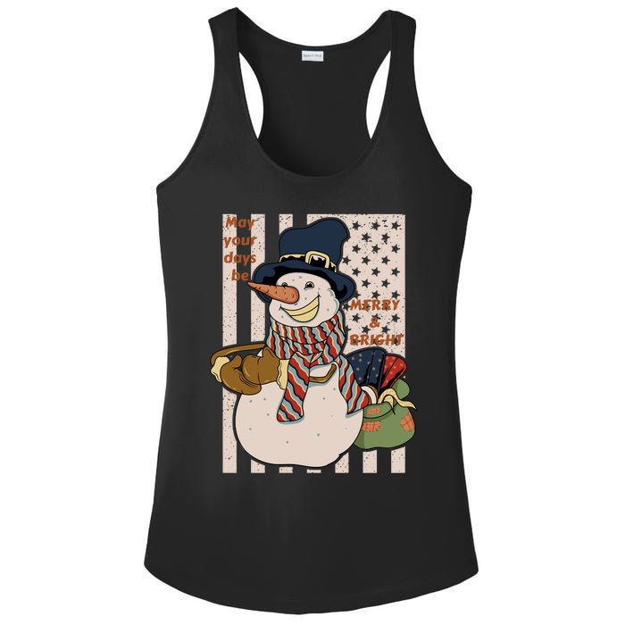 May Your Days Be Merry And Bright Happy Snowman Christmas Hoodie Ladies PosiCharge Competitor Racerback Tank