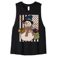 May Your Days Be Merry And Bright Happy Snowman Christmas Hoodie Women's Racerback Cropped Tank