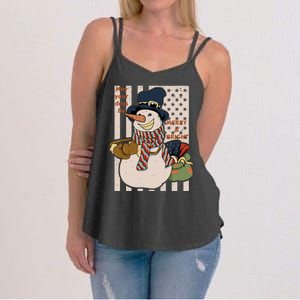 May Your Days Be Merry And Bright Happy Snowman Christmas Hoodie Women's Strappy Tank