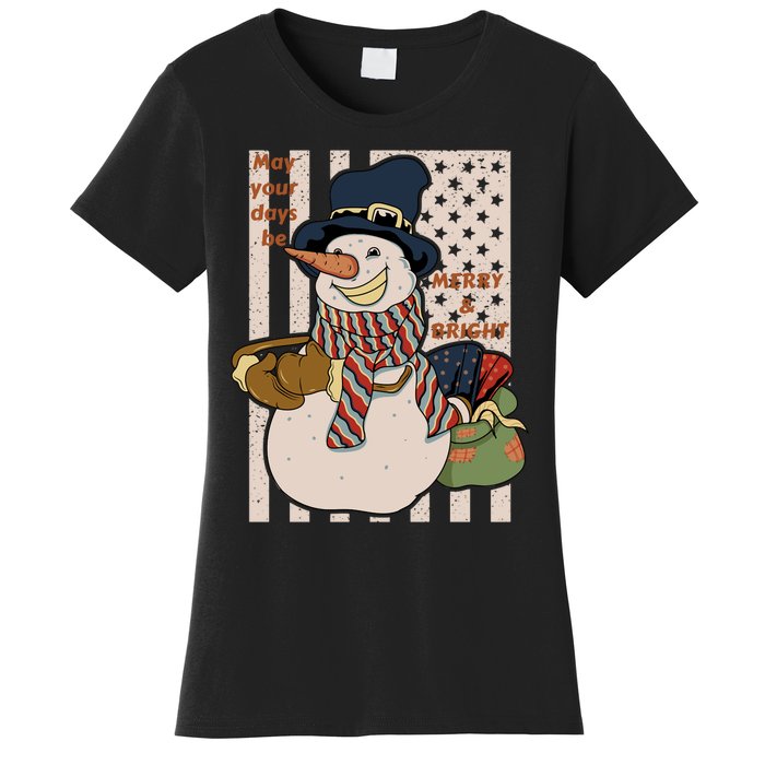 May Your Days Be Merry And Bright Happy Snowman Christmas Hoodie Women's T-Shirt