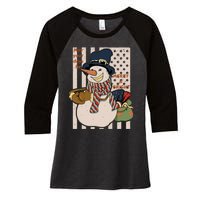 May Your Days Be Merry And Bright Happy Snowman Christmas Hoodie Women's Tri-Blend 3/4-Sleeve Raglan Shirt