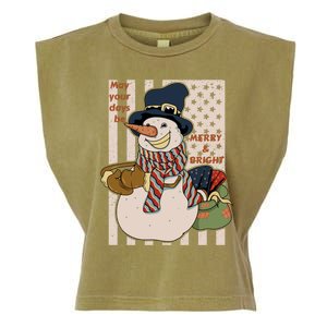 May Your Days Be Merry And Bright Happy Snowman Christmas Hoodie Garment-Dyed Women's Muscle Tee