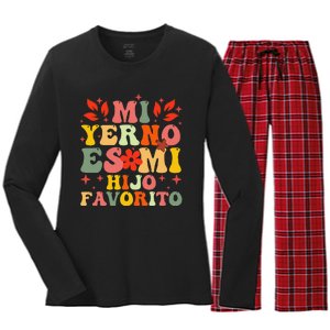 Mi Yerno Es Mi Hijo Favorito My Son In Law Is My Favorite Gift Women's Long Sleeve Flannel Pajama Set 