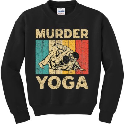 Murder Yoga Funny Vintage BJJ Brazilian Jiu Jitsu Kids Sweatshirt