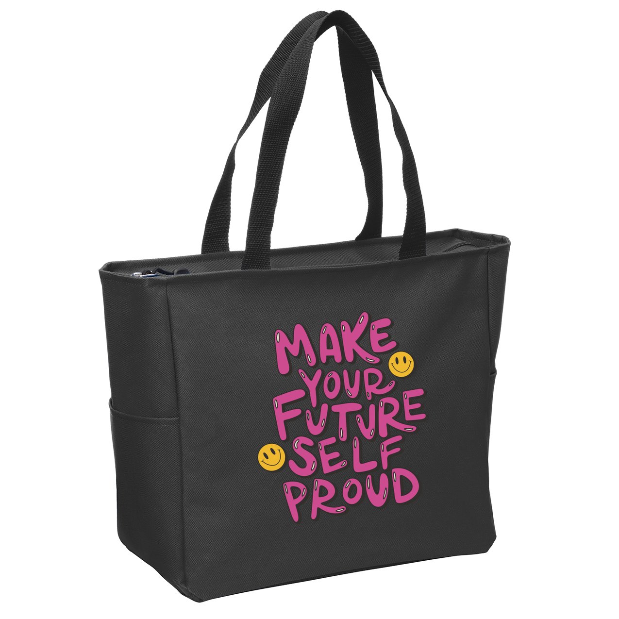 Make Your Future Self Proud Smiley Zip Tote Bag